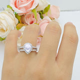 Vintage Style Pear Teardrop Natural Stone Ring