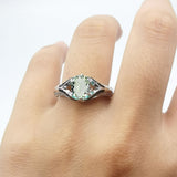 Two Tone Oval Natural Stone Ring