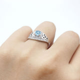 Cushion Cut Halo Round Natural Stone Ring