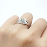 Cushion Cut Halo Round Natural Stone Ring