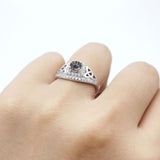 Cushion Cut Halo Round Natural Stone Ring