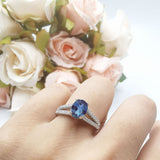 Oval Natural Stone Split Shank Ring