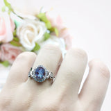 Oval Halo Split Shank Twisted Ring