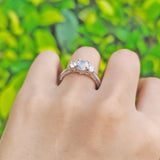 Three Stone Round Natural Stone Ring