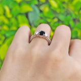 Three Stone Round Natural Stone Ring