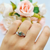 Oval Natural Stone Leaf Split Shank Ring