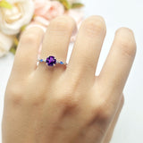 Minimalist Round Natural Stone Art Deco Ring