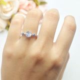 Minimalist Round Natural Stone Art Deco Ring