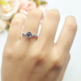 Minimalist Round Natural Stone Art Deco Ring