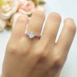 Minimalist Round Natural Stone Art Deco Ring