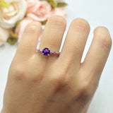 Minimalist Round Natural Stone Art Deco Ring