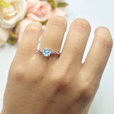 Minimalist Round Natural Stone Art Deco Ring