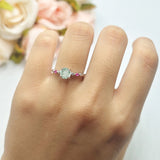 Minimalist Round Natural Stone Art Deco Ring