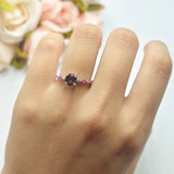 Minimalist Round Natural Stone Art Deco Ring