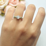 Minimalist Round Natural Stone Art Deco Ring