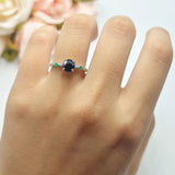 Minimalist Round Natural Stone Art Deco Ring