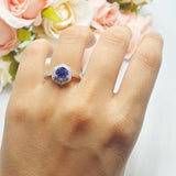 Vintage Style Round Natural Stone Hexagonal Ring