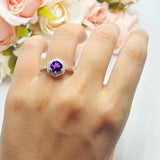 Vintage Style Round Natural Stone Hexagonal Ring