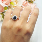 Vintage Style Round Natural Stone Hexagonal Ring