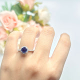 Vintage Style Round Natural Stone Halo Ring