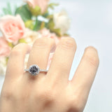 Vintage Style Round Natural Stone Halo Ring