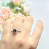 Vintage Style Round Natural Stone Halo Ring