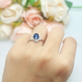 Oval Natural Stone V Midi Band Solitaire Ring