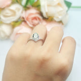 Oval Natural Stone V Midi Band Solitaire Ring
