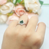 Oval Natural Stone V Midi Band Solitaire Ring