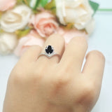 Oval Natural Stone V Midi Band Solitaire Ring