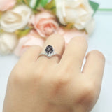 Oval Natural Stone V Midi Band Solitaire Ring