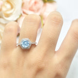 Vintage Style Round Natural Stone Hexagonal Ring