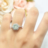 Vintage Style Round Natural Stone Hexagonal Ring
