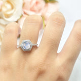 Vintage Style Round Natural Stone Hexagonal Ring
