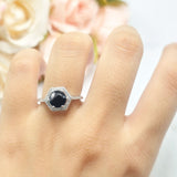 Vintage Style Round Natural Stone Hexagonal Ring