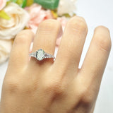 Oval Natural Stone Tapered Baguette Ring