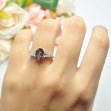 Oval Natural Stone Tapered Baguette Ring