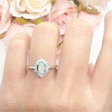 Art Deco Oval Halo Floral Ring
