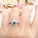 Art Deco Oval Halo Floral Ring