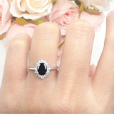 Art Deco Oval Halo Floral Ring