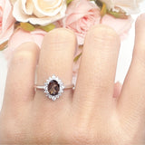 Art Deco Oval Halo Floral Ring