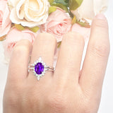 Two Piece Oval Curved Contour Silver Ring