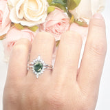 Two Piece Oval Curved Contour Silver Ring