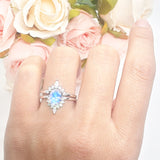 Two Piece Oval Curved Contour Silver Ring