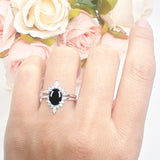Two Piece Oval Curved Contour Silver Ring