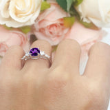 Round Five Stone Marqise Style Silver Ring