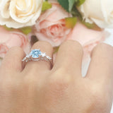 Round Five Stone Marqise Style Silver Ring