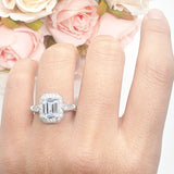 Art Deco Emerald Cut Halo Bridal Ring