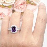 Art Deco Emerald Cut Halo Bridal Ring