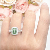 Art Deco Emerald Cut Halo Bridal Ring